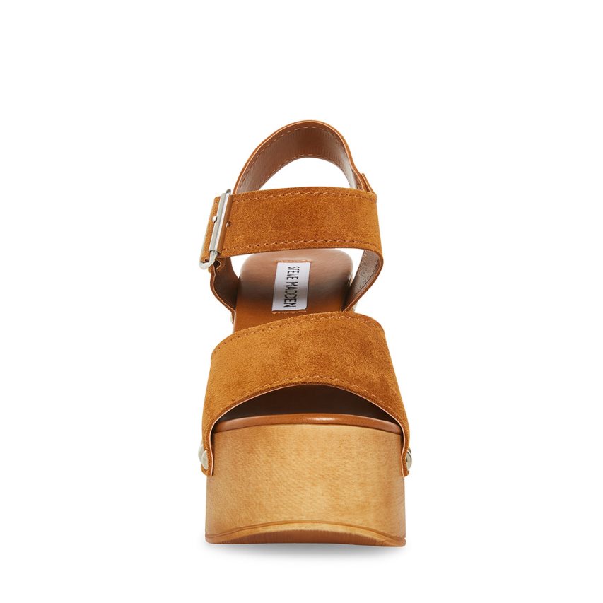 Sandalias de Plataforma Steve Madden Pammy Chestnut Gamuza Mujer Marrones | ES EM0SE9